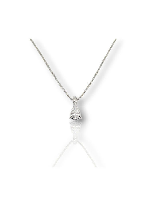 Mentzos Necklace with design Tear from Gold 18k with Diamond