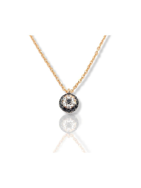 Mentzos Necklace Eye from Rose Gold 14K with Zircon