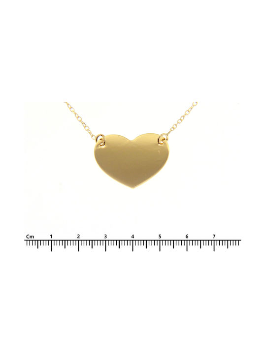 Mentzos Necklace with design Heart from Gold 14K