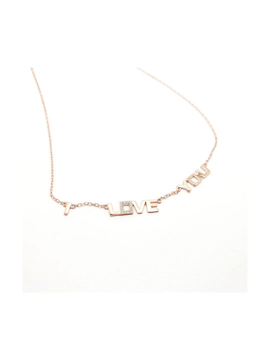 Mentzos Necklace from Gold Plated Silver with Zircon