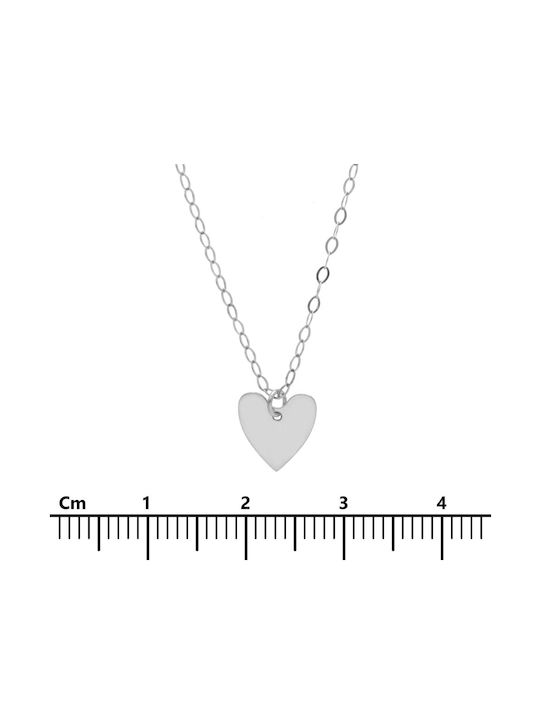 Mentzos Necklace with design Heart from White Gold 9 K