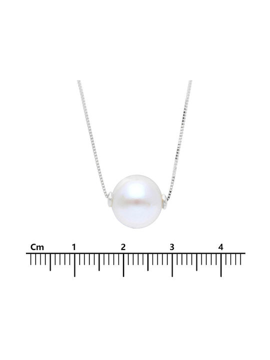 Mentzos Necklace from White Gold 9 K with Pearls