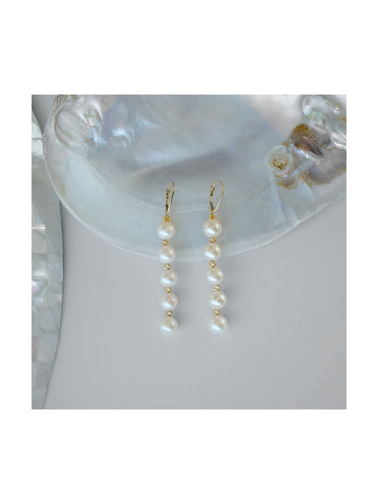 Margaritari Earrings Dangling made of Gold 14K with Pearls