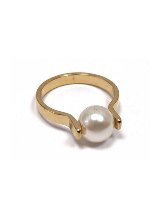 Karma Gifts Women's Gold Plated Steel Ring with Pearl