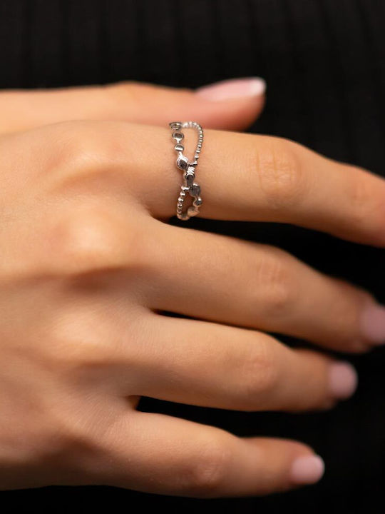 Piercing.gr Γυναικείο Δαχτυλίδι από Ατσάλι Επιχρυσωμένο