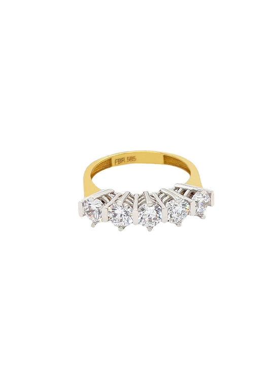 Xryseio Damen Ring mit Zirkonia aus Gold 14K