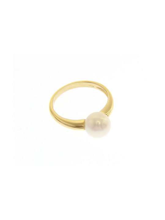 Mentzos Damen Ring mit Perlen aus Gold 14K