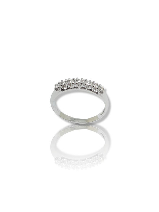 Mentzos Women's White Gold Half Eternity Ring with Diamond 18K