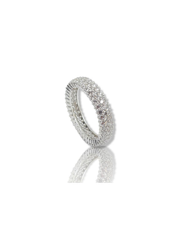 Mentzos Women's White Gold Eternity Ring with Zircon 14K