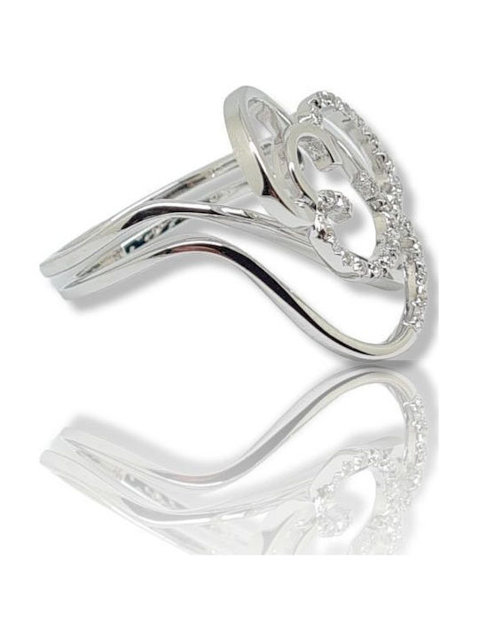 Mentzos Ring with Diamond made of White gold 18K