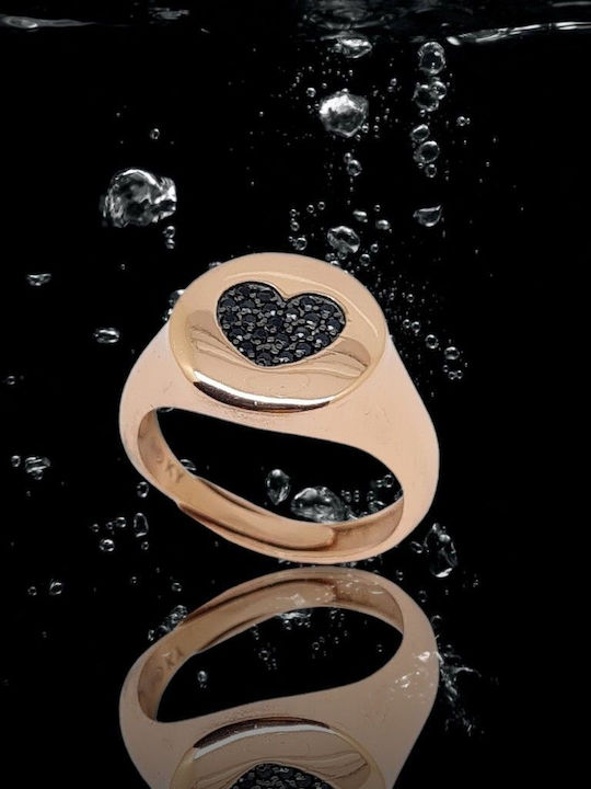 Mentzos Ring with Zircon made of Silver Gold Plated