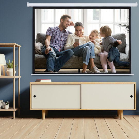 HomCom Ηλεκτρική Οθόνη Προβολής Projector Τοίχου με Λόγο Εικόνας 4:3 203x152cm / 100"