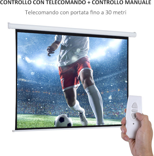 HomCom Ηλεκτρική Οθόνη Προβολής Projector Τοίχου με Λόγο Εικόνας 4:3 203x152cm / 100"