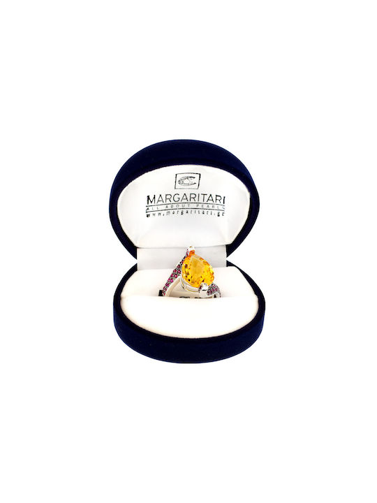 Margaritari Damen Ring mit Diamanten aus Weißgold 18K