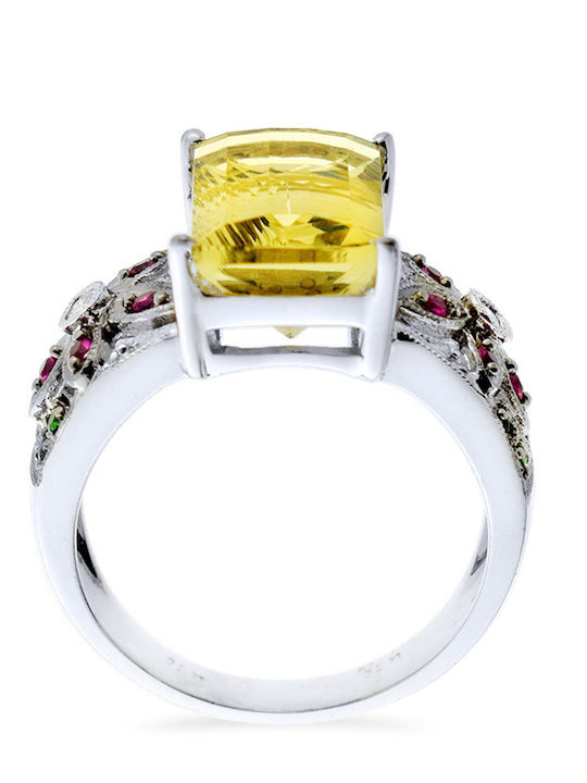 Margaritari Ring with Diamond made of White gold 18K