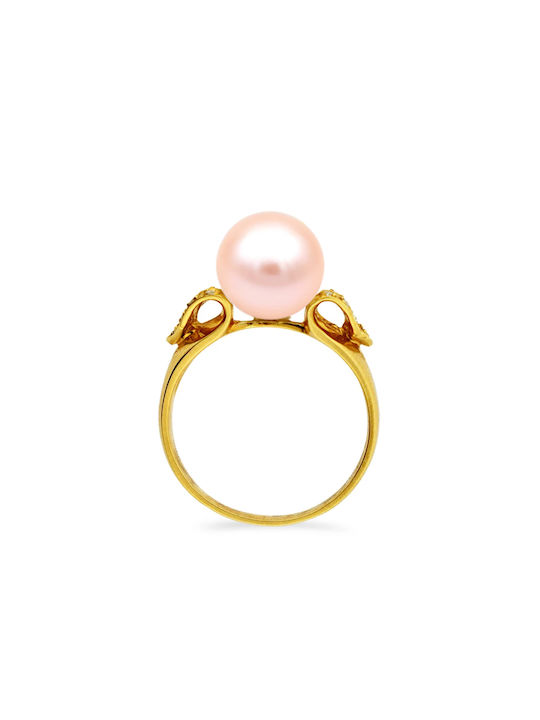 Margaritari Women's Ring with Pearls & Diamond from Gold 18K