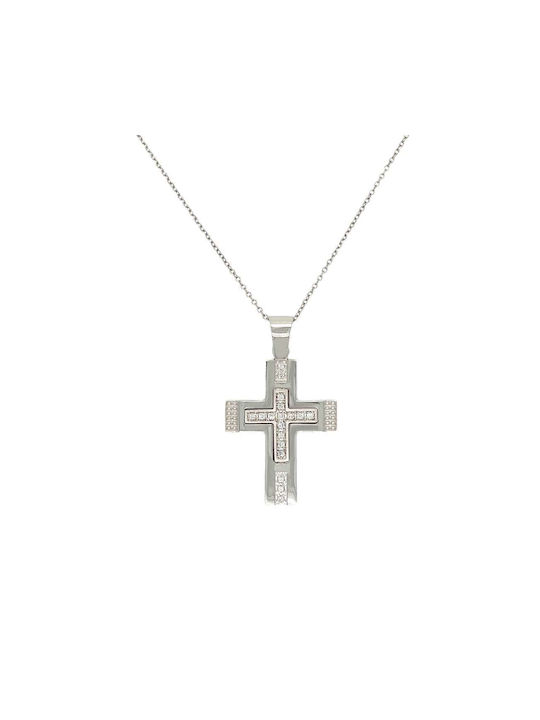 Xryseio Women's White Gold Cross 9K