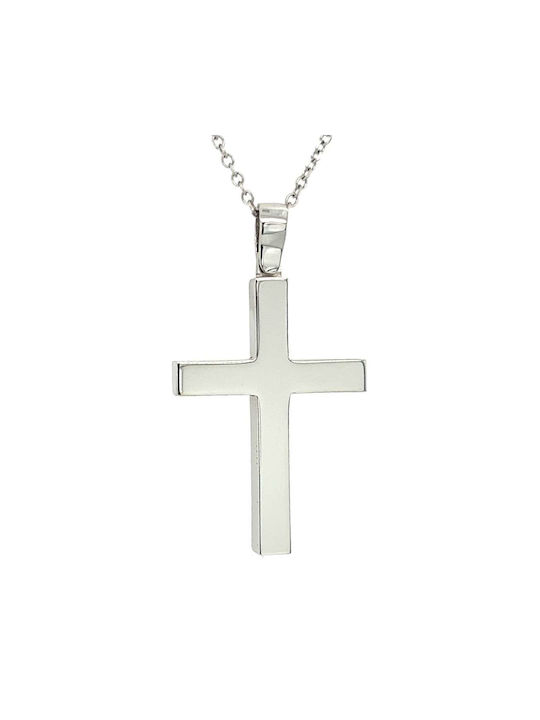 Xryseio Men's White Gold Cross 14K