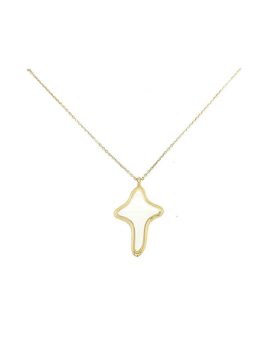 Xryseio Damen Gold Kreuz 14K mit Kette