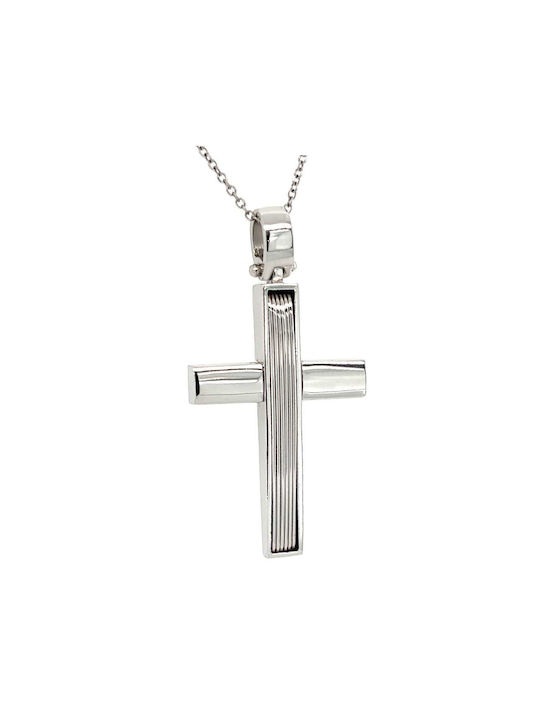 Xryseio Men's White Gold Cross 14K