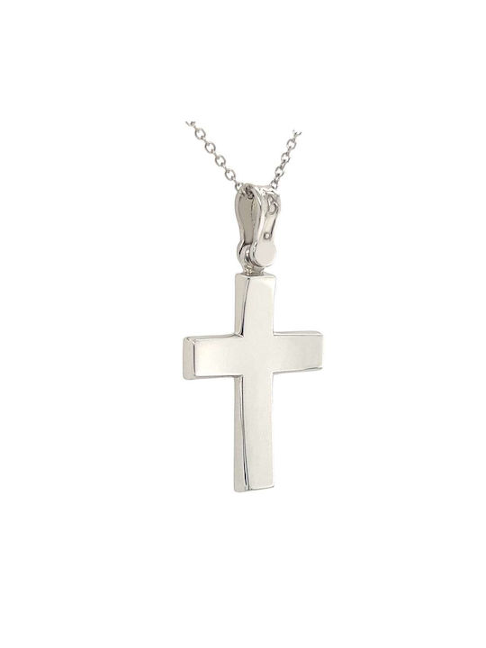 Xryseio Men's White Gold Cross 14K