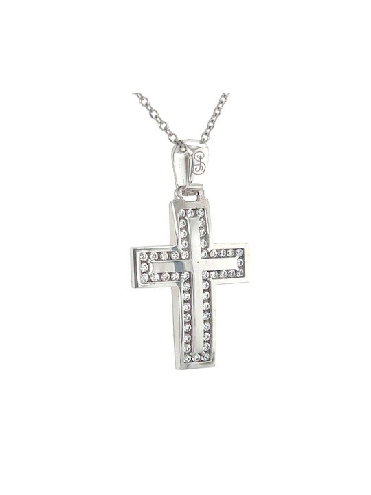 Xryseio Women's White Gold Cross 14K