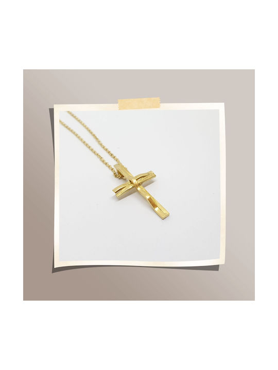 Mentzos Gold Kreuz 14K mit Kette