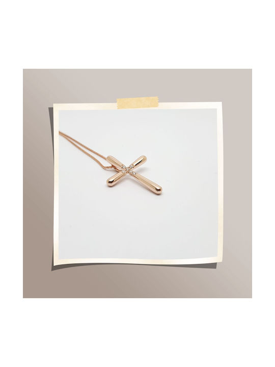 Mentzos Rose Gold Cross 14K with Chain