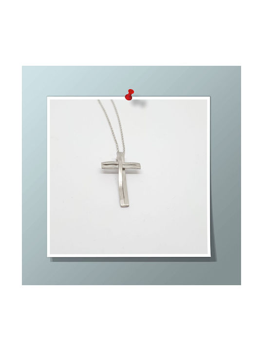 Mentzos White Gold Cross 14K with Chain