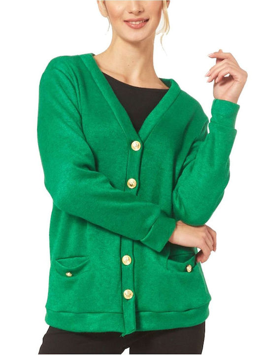 Anna Raxevsky Women's Knitted Cardigan with Buttons Green