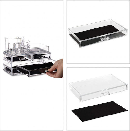 Relaxdays Organizator Cosmetice Cu 4 Sertare Transparent 23.5x19x14cm