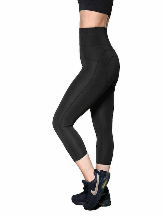 Per Mia Donna Frauen Capri Leggings Hochgeschnitten & Push Up Schwarz