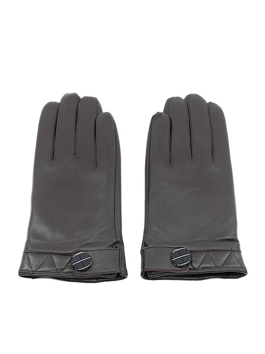 Men's Leather Touch Gloves Brown