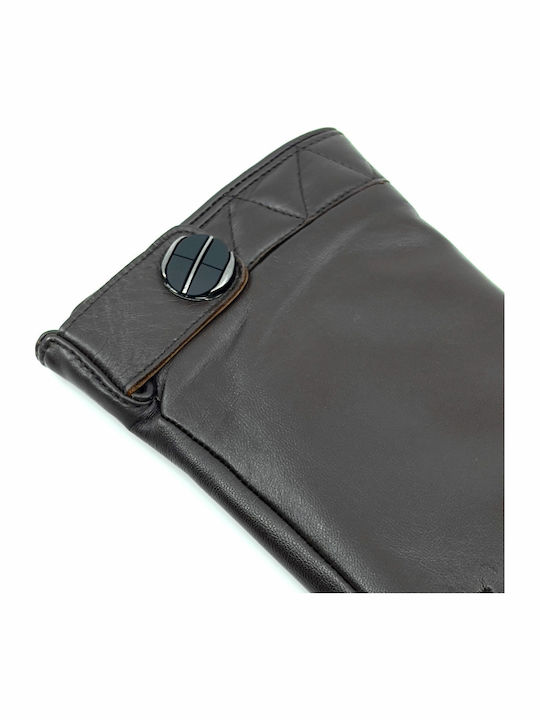 Men's Leather Touch Gloves Brown