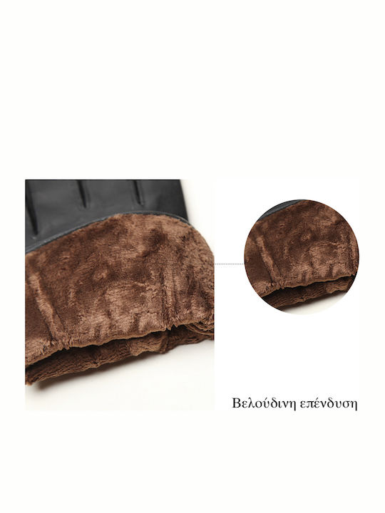 Men's Leather Touch Gloves Brown
