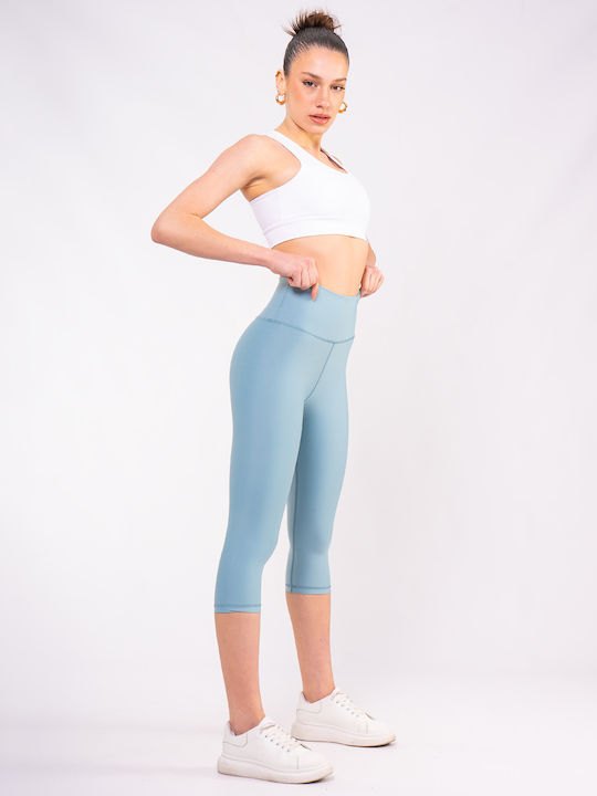 Training Women's Capri Leggings Firming High Waist Push Up Blue