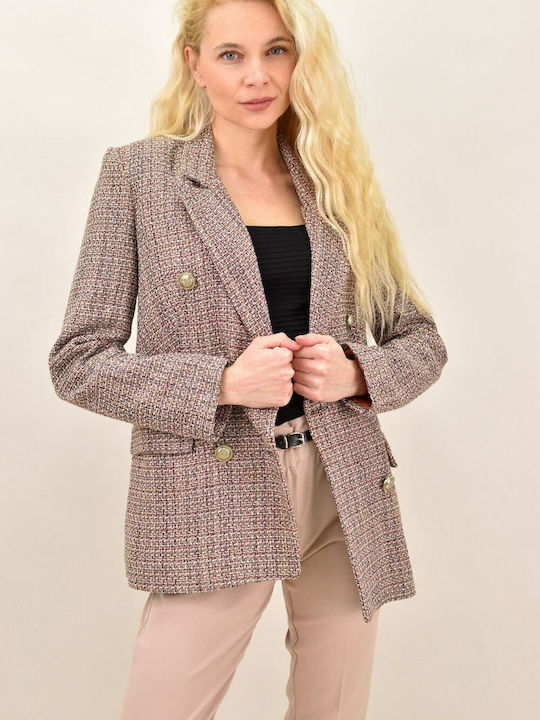 Potre Blazer pentru femei Tweed Sacou Maro