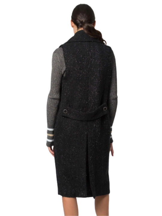 kocca Women's Midi Coat with Buttons Black