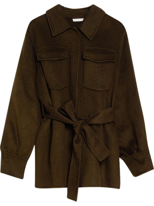 Μάλλινο Γυναικείο Πράσινο Overshirt