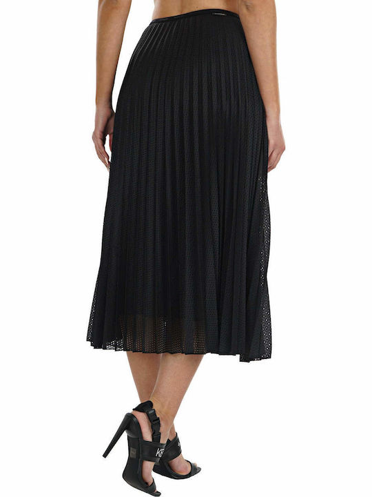 Moncler Pleated High Waist Midi Skirt in Black color