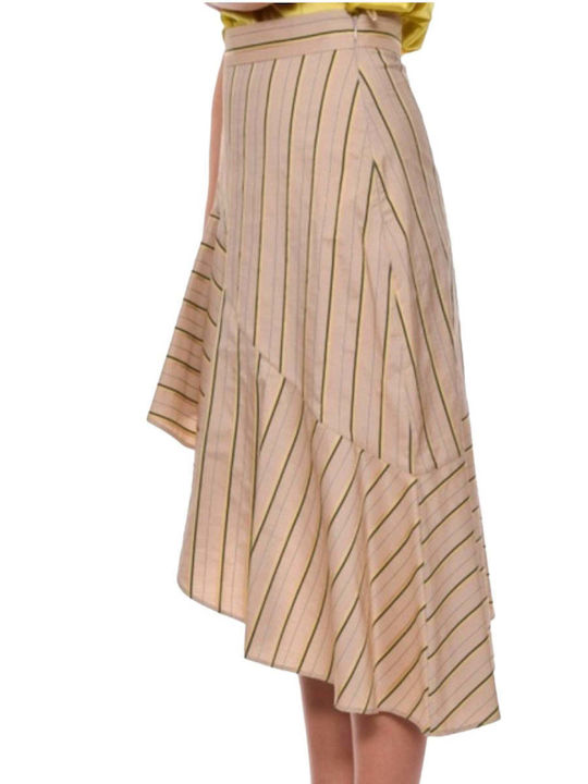 Pinko High Waist Midi Skirt in Beige color