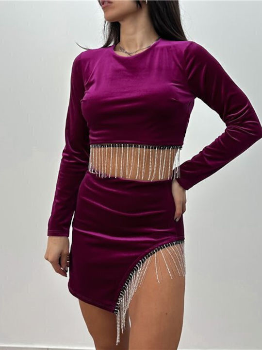 Chica Σετ με Mini Φούστα σε Μωβ χρώμα