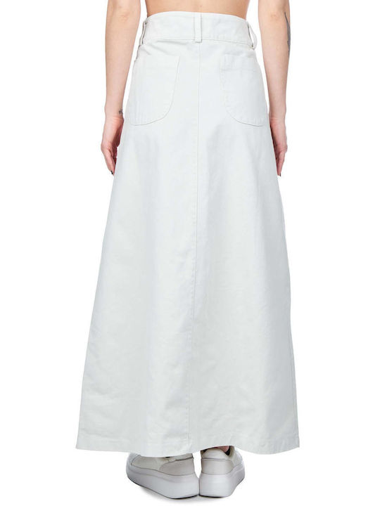 Crossley Denim High Waist Maxi Skirt in White color