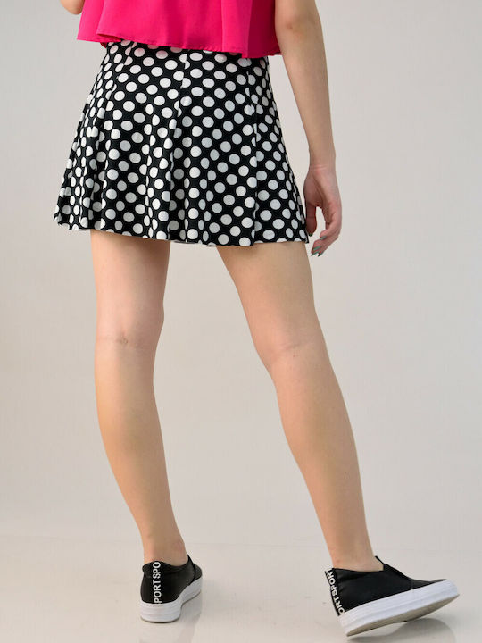 First Woman High Waist Mini Skirt Cloche Polka Dot in Black color