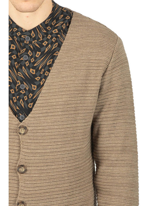 Gianni Lupo Men's Knitted Cardigan with Buttons Beige