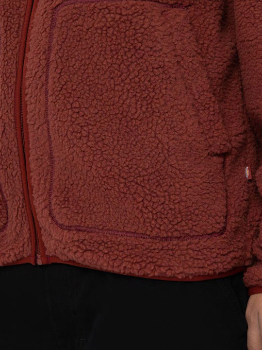Men's Fleece Cardigan with Zipper Red