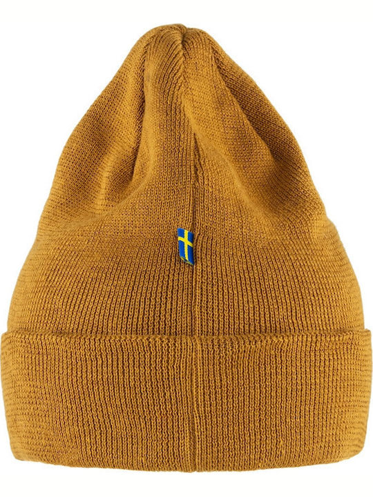 Vardag Beanie Unisex Σκούφος με Rib Πλέξη σε Κίτρινο χρώμα