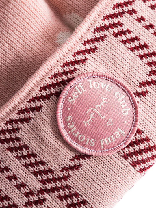 Beanie Unisex Σκούφος Πλεκτός σε Ροζ χρώμα