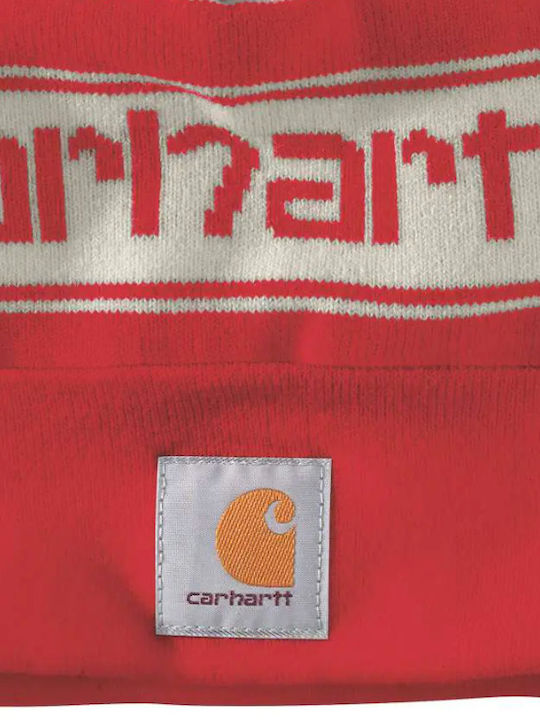 Carhartt Pom Pom Beanie Γυναικείος Σκούφος Πλεκτός σε Κόκκινο χρώμα