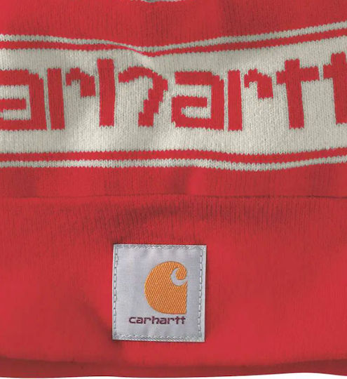 Pom Pom Beanie Γυναικείος Σκούφος Πλεκτός σε Κόκκινο χρώμα